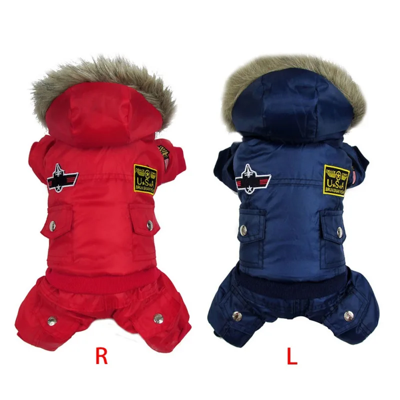 Pet Clothing Usa Thickened Air Force Clothing Teddy Dog Clothing Waterproof Winter Dogs Coat Soft And Comfortable Wool Lined