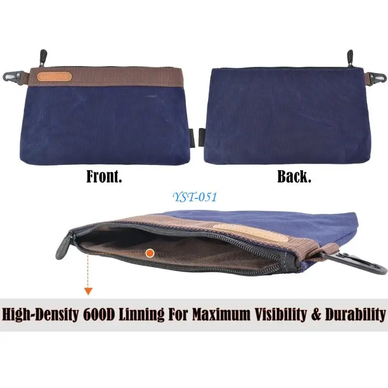 E15A Industrial Grade Waxed Canvas Tool Bag Wide Flat Bottom Stands Upright Always
