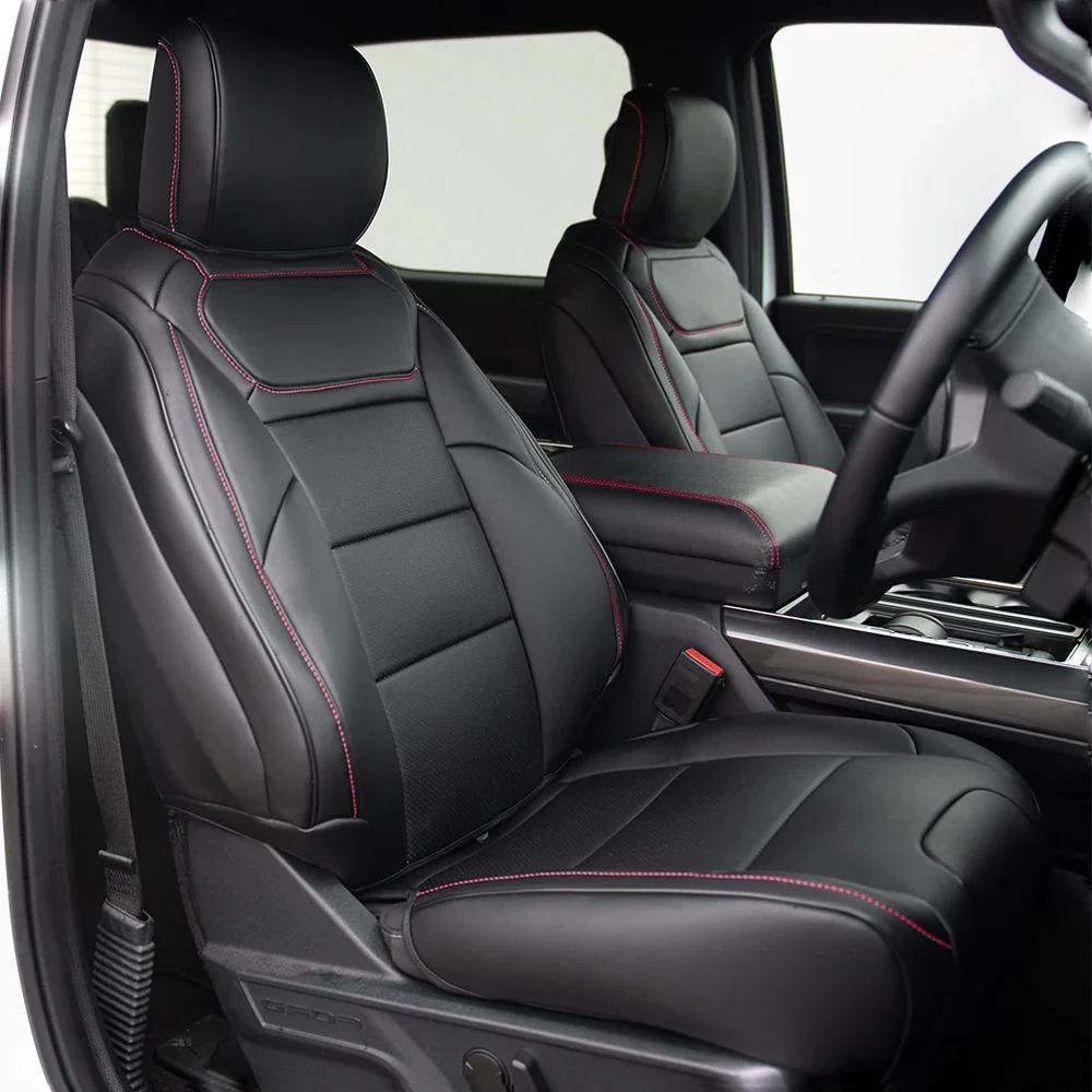 For F150 Custom Fit for 2009-2023 Ford F150 F-250 F-350 F150 F250 F350 Car Accessories Seat Covers 5 Seats Full Set Top Leather
