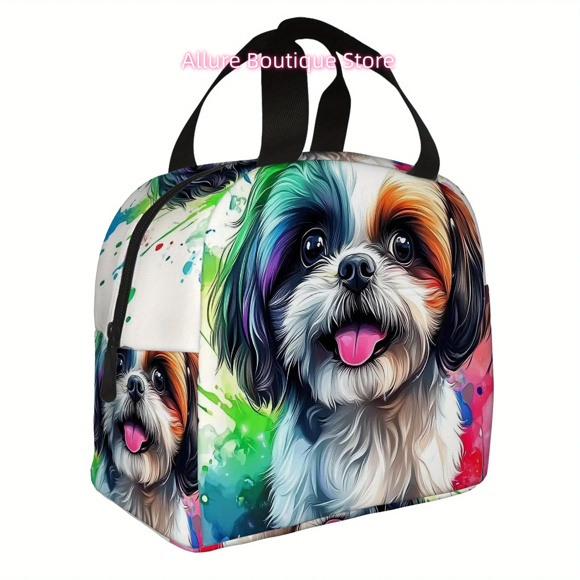 1pc a Vibrant Dog-Themed Art Printed Thermal Bag, Designed for Insulation. It Is Not Intended for Direct Food Contact And Is Sui