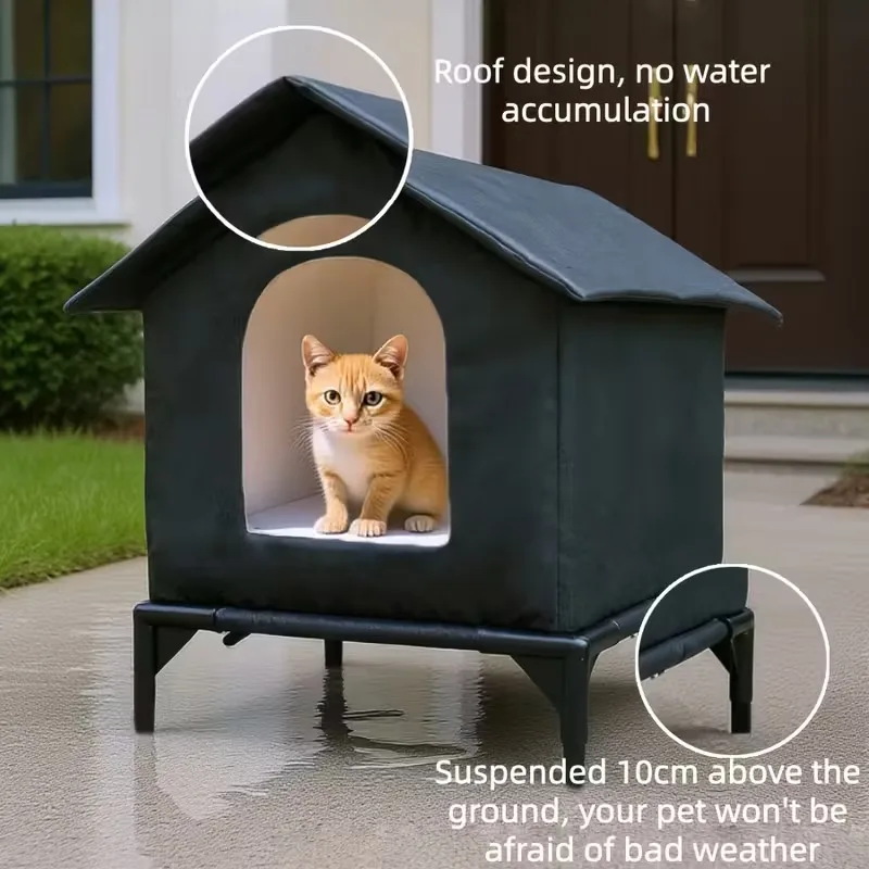 

Newest Elevated for Cat House with Rainproof Design, Warm and Windproof Pet Bed,Leak-Proof Closed Pet Tent, Indoor/Outdoor Use