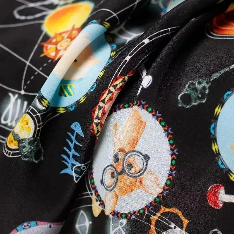 

Redraspberry 140cm 14momme Animal Constellation Crepe de Chine Printed 100% Silk Materials Dress DIY clothes fabric Freeshipping