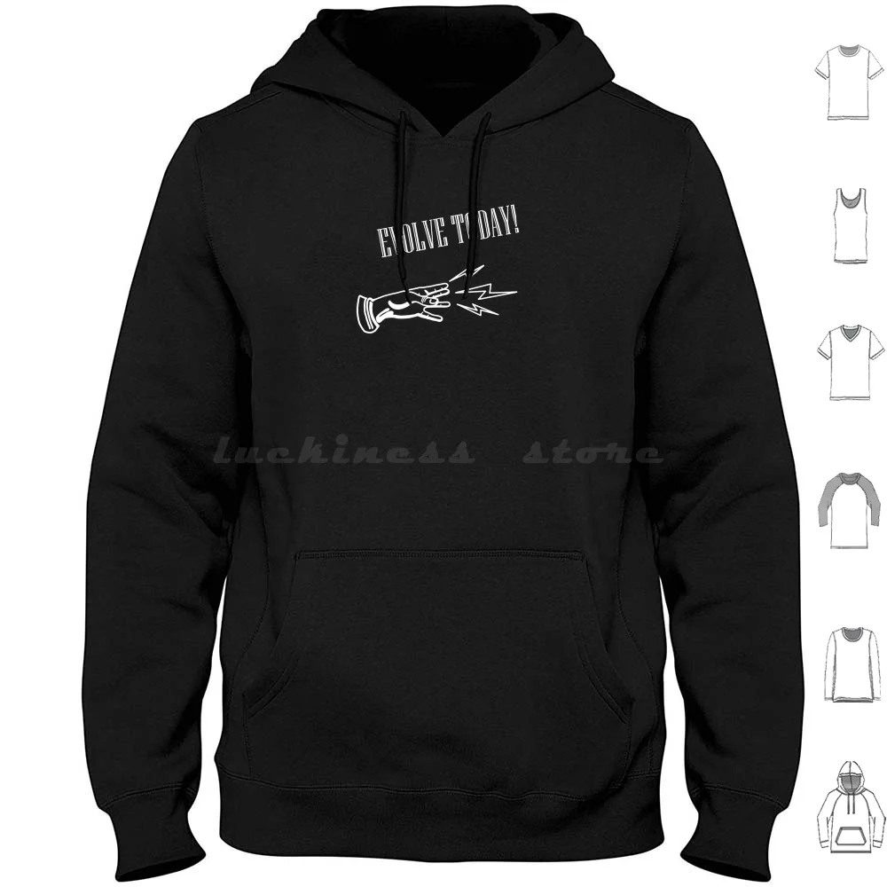 Evoluer aujourd'hui! Conception minimaliste de la main (blanc) sweat à capuche en coton à manches longues jeu d'ordinateur jeu Rapture Game Nerd