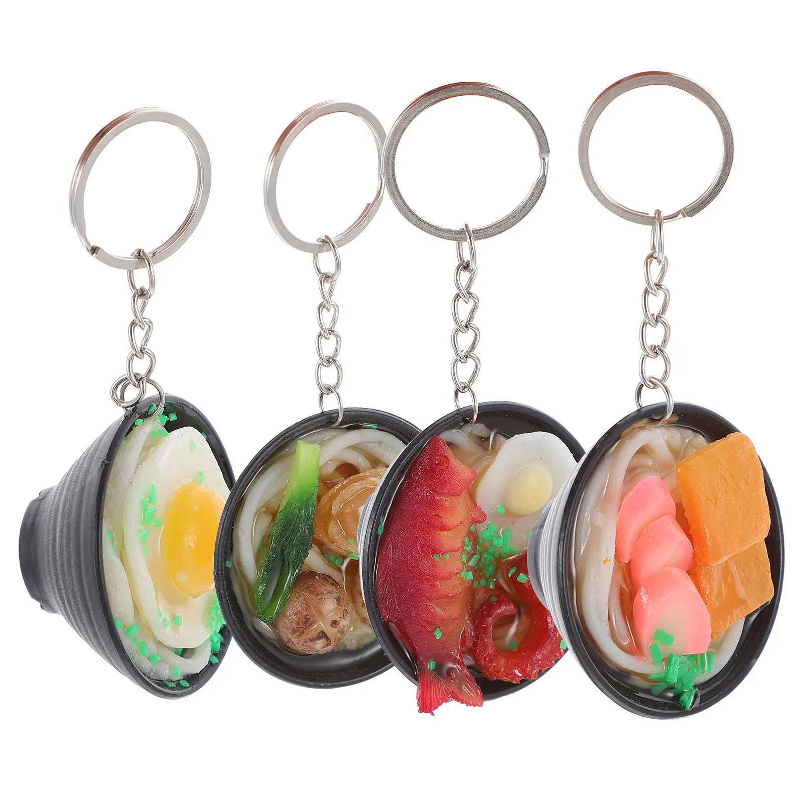 

4pcs Noodle Key Rings Keychains Colorful Japanese Style Noodle Charms Cute Decorative Chains Kids Gifts PVC Material