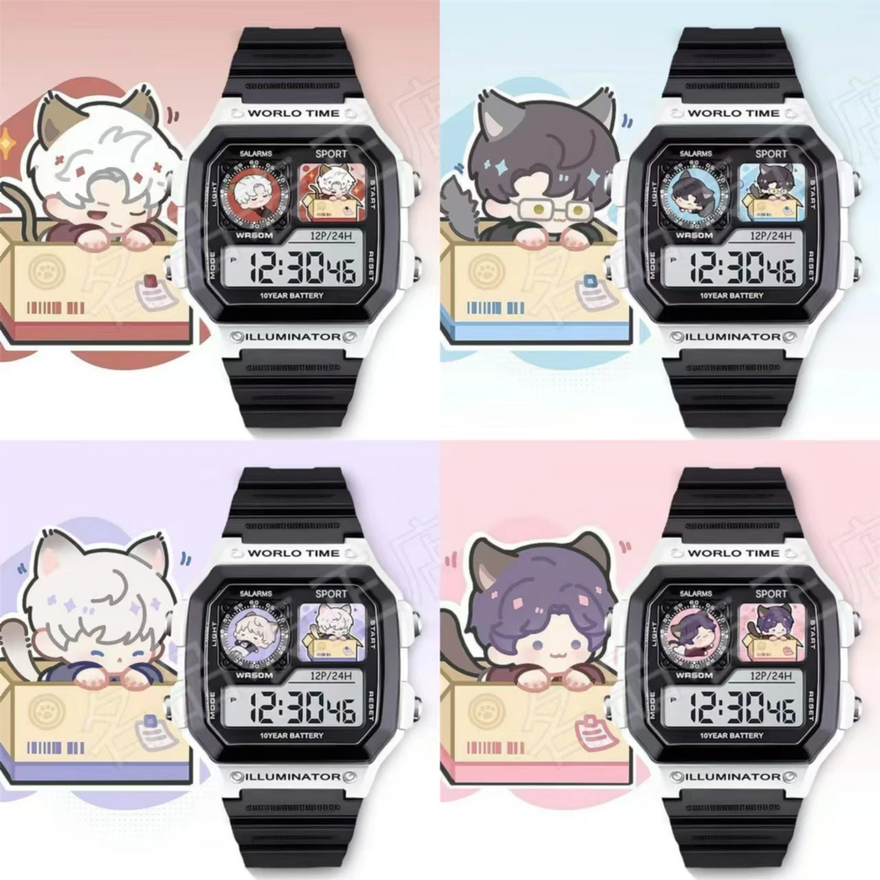 Anime Love and Deepspace Sylus Zayne Rafayel Xavier Cosplay Cartoon Cat Sports Digital Wrist Watch Watches Wristwatch Xmas Gift