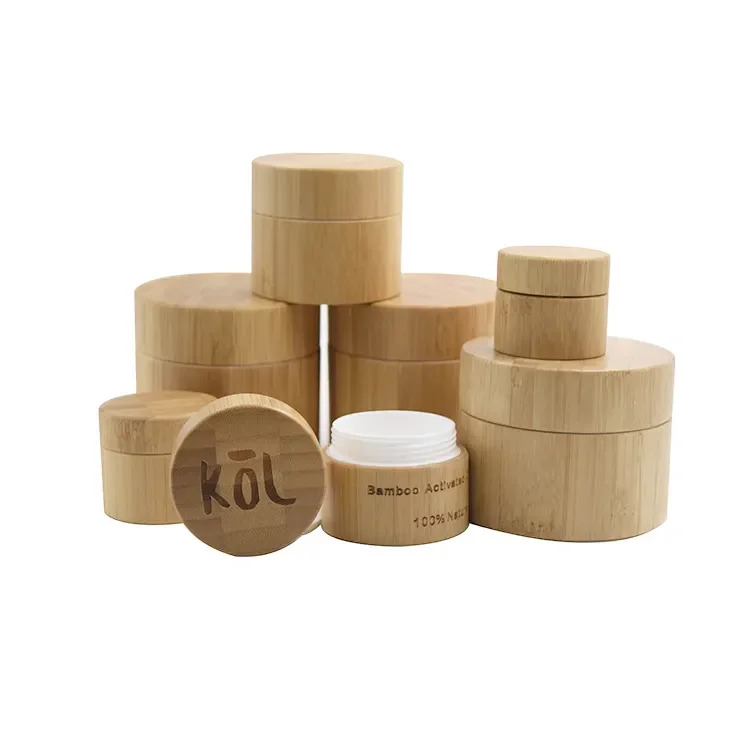 100pcs 5g 15g 30g 50g 100g 250g Eco Friendly Full Bamboo Wood Bottles Body Butter Jars for Soap Cream Shea Butter White PP Inner