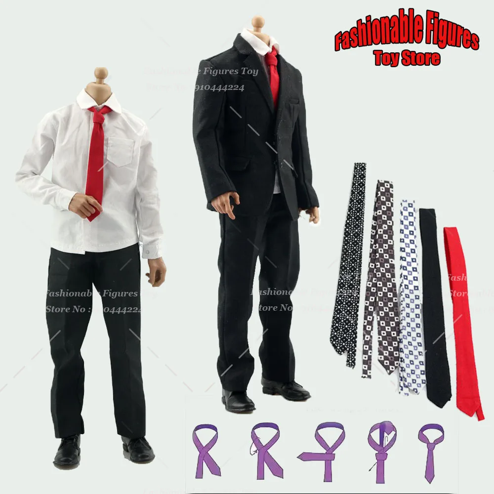 1/6 Men Soldier Ties Solid Color Stripe Flower Floral Dot Business Necktie Clothes Accessory Fit 12'' Action Figure Body Doll