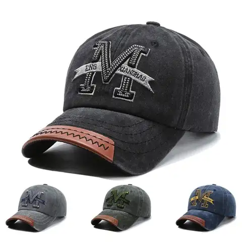 패션 씻어 데님 편지 야구 모자 빈티지 남자 3D 편지 힙합 모자 캐주얼 조정 가능한 Snapback 모자 야외 streetwear Best5