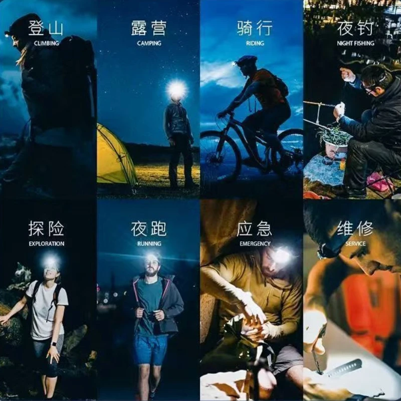 Rechargeable LED USB headlamp; ultra-long-lasting headlamp; ultra-bright waterproof headlamp for outdoor fishing and cycling