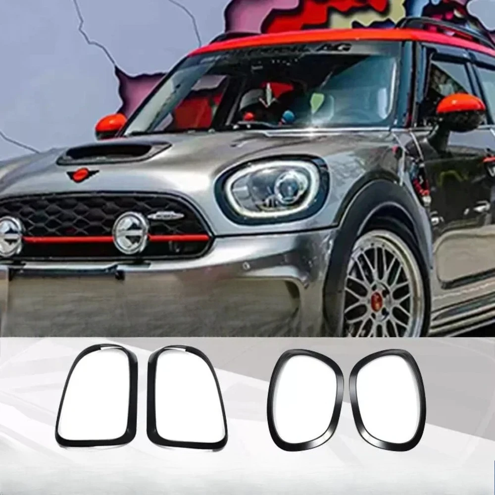 For BMW Mini Cooper Countryman F60 2015-2019 Taillight Frame Bright Black Front Headlight Rear Tail Light Lamp Cover Trim Set