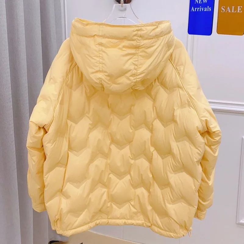 유럽식 브레드 재킷 후드 다운 재킷 여성용 한국 버전 나이 감소 외국 스타일 얇고 루즈한 지퍼 풀오버 얇은 상의