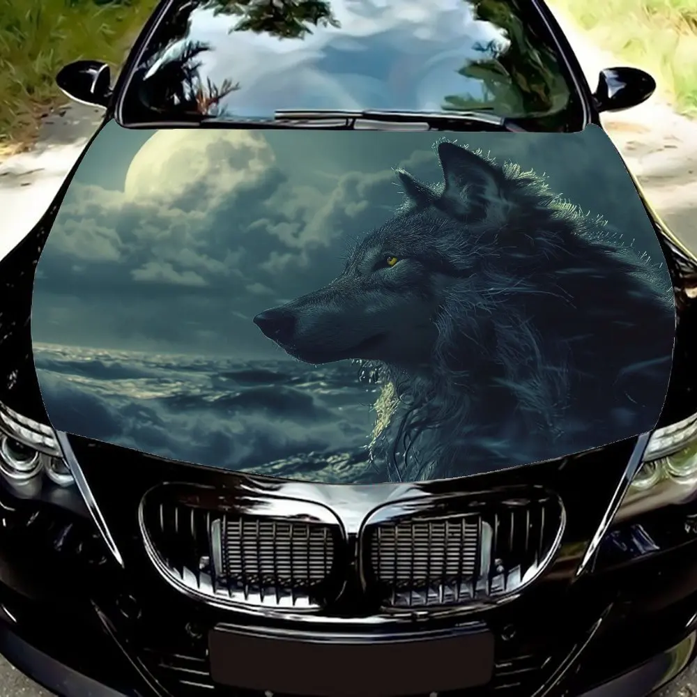 

Lone Wolf By The Sea Car Hood Wrap Color Vinyl Sticker Truck Graphic Bonnet Auto Accessories Decor Decal Waterproof And Scratch