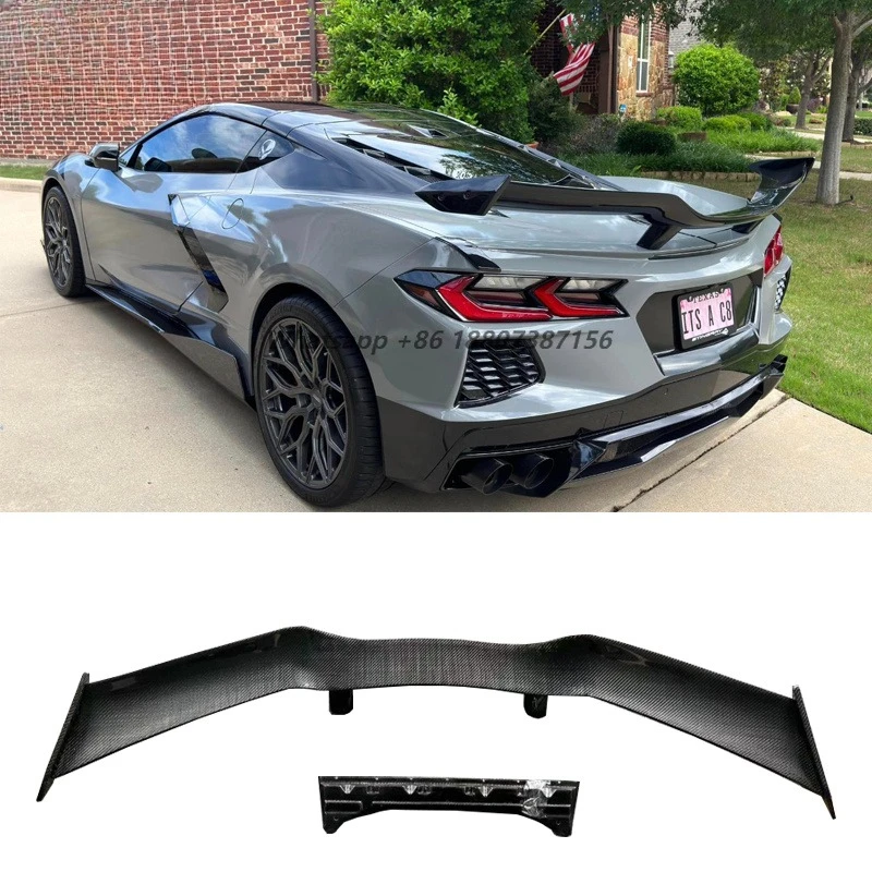 

Perfect Fit for Corvette C8 Dry Carbon Fiber Z06 Style Rear Spoiler Wing Root Spoiler Wing Body Kit