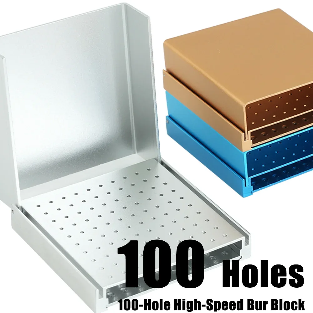 WELLCK Dental 100 Holes Metal Stand Holder Autoclave Sterilizer High Speed Bur Storage Organizer High Temperature Sterilizable ﻿