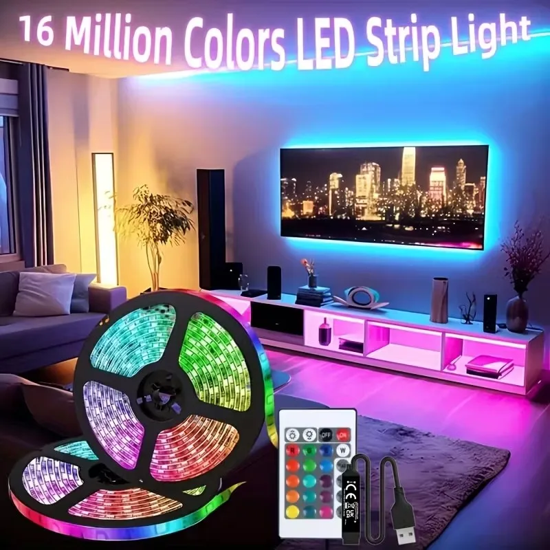 LED 스트립 라이트 스마트 RGB LED 조명 음악 동기화 1600만 색상 유연한 램프 테이프 TV 백라이트 크리스마스 파티 방 장식