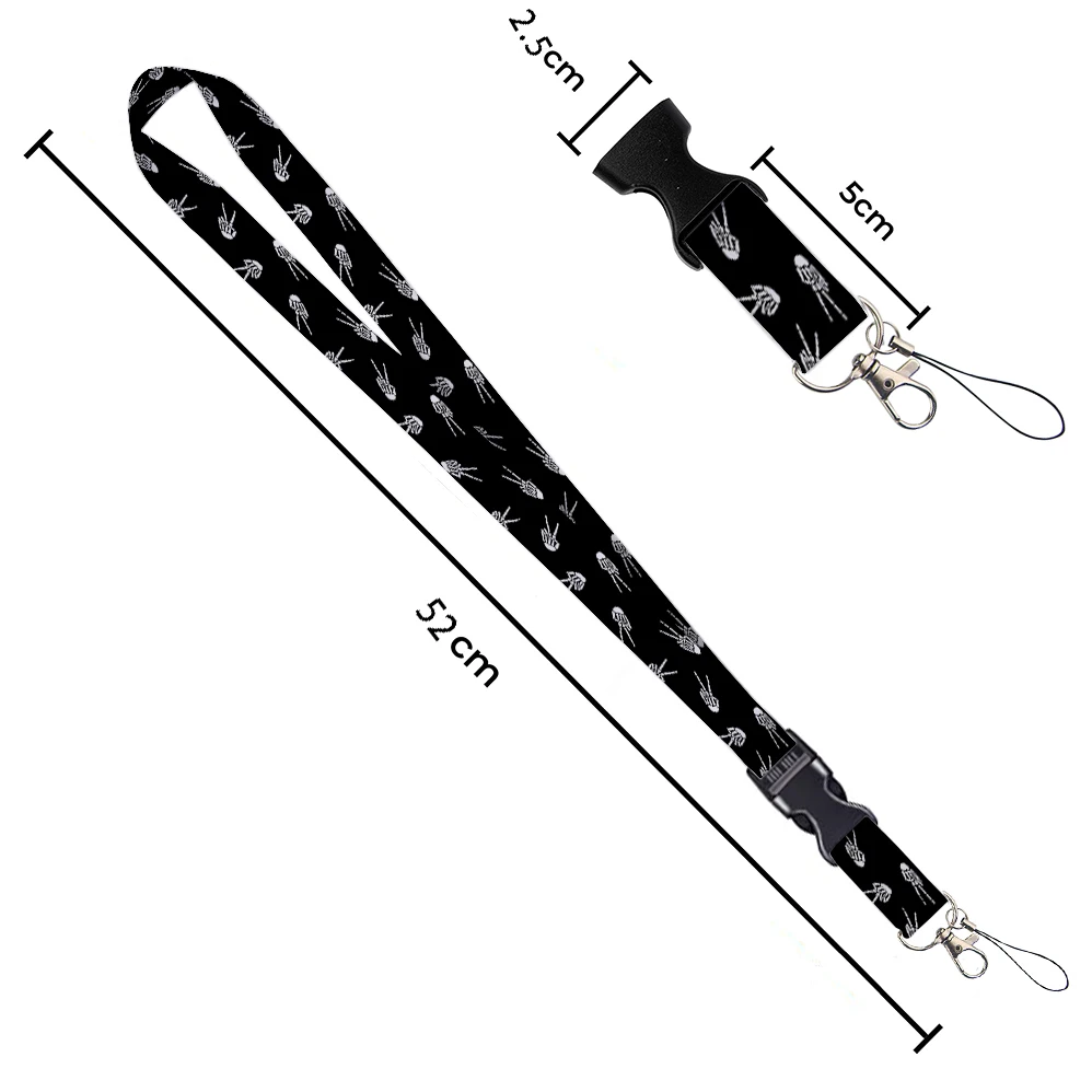 Bone Skeleton design Lanyard Business Credit horizontal Card Holder Neck Strap Keychain Hang Rope ID Badge Holder Lariat Lasso