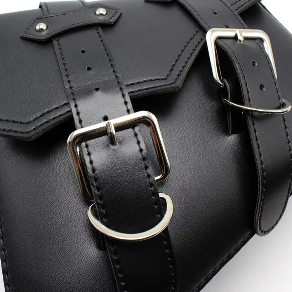 Black PU Leather Solo Saddle Luggage Bag with Mounting Straps Motorcycle Saddlebag For Harley Davidson Sportster XL883 XL1200