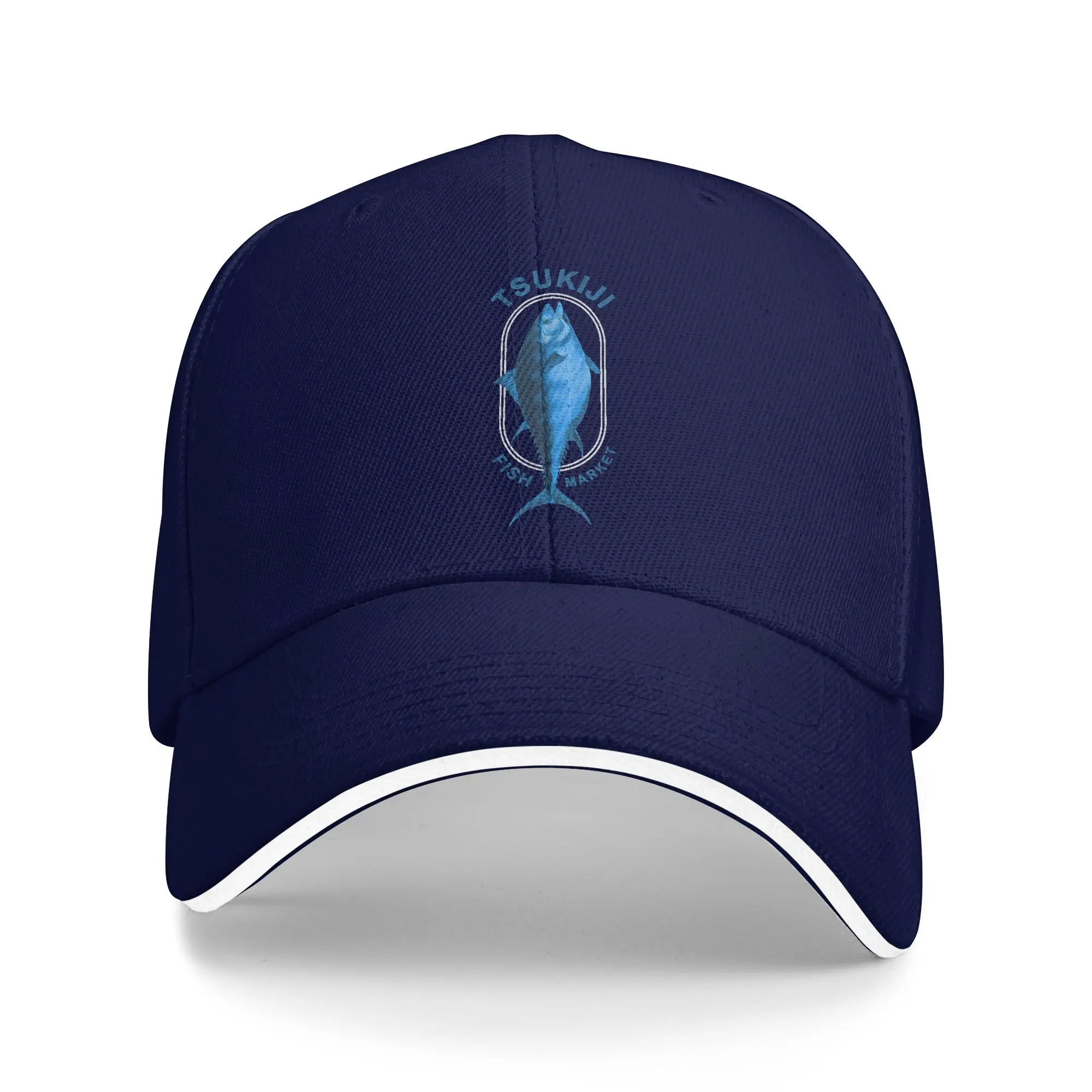 Tokyo Tsukiji Fish Market Sandwich Hats Men Women ,Popular Fresh Seafood  Caps Sun Hats Adjustable Baseball Cap Washable