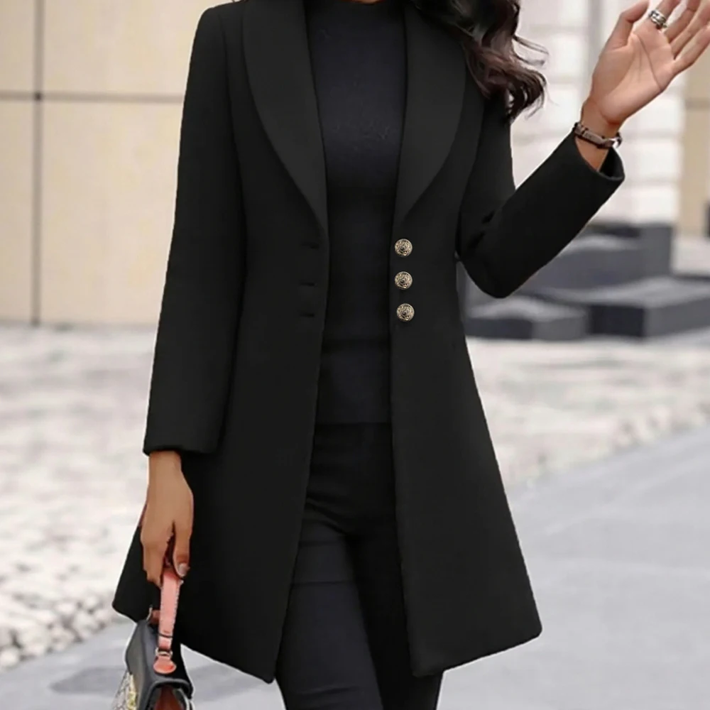 

Женская осенне-зимняя модная верхняя одежда для поездок на работу, повседневное пальто с длинными рукавами, стильное деловое повседневное пальто