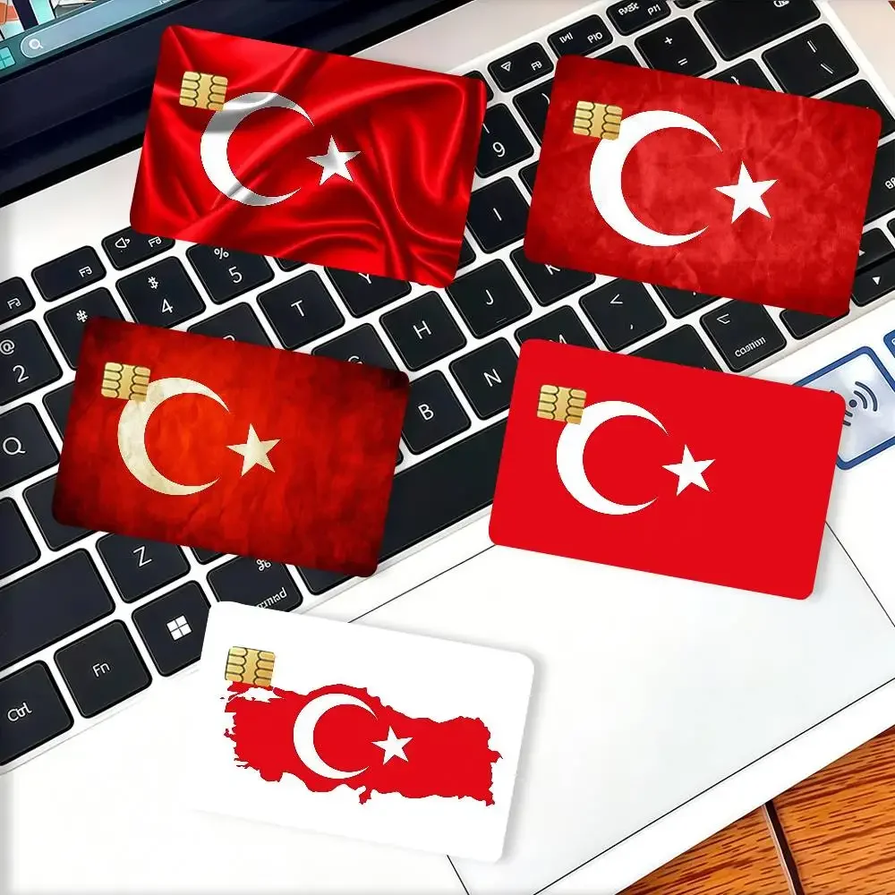 Nation T-Turkey flag Credit Card Decorative Card Stickers Suitable For Bank Cards Metro Transit Anti-scratch Gift 4PCS