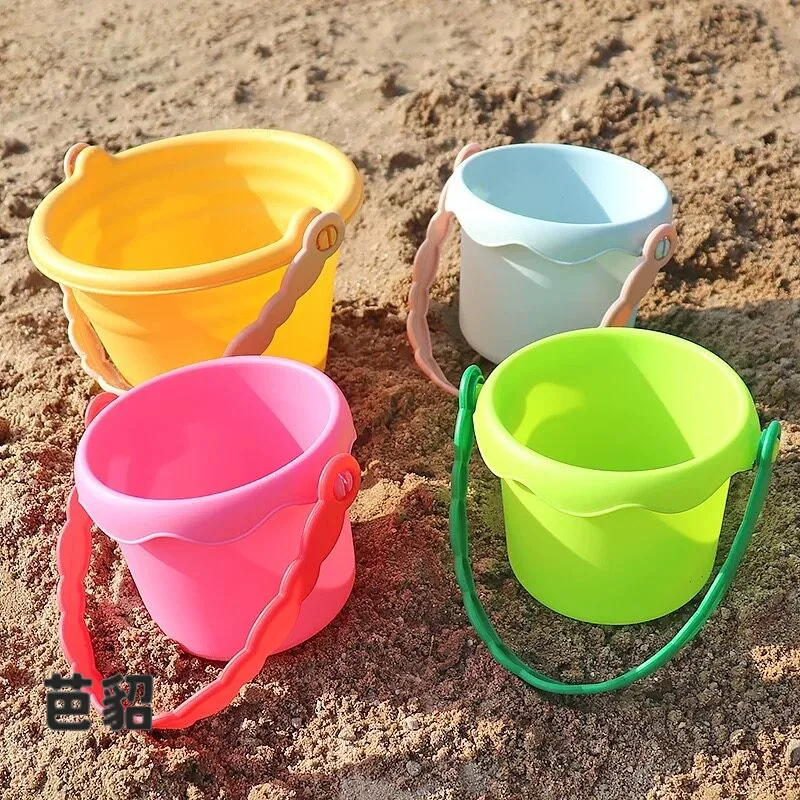 

Portable Handheld Thickened Plastic Sand Digging Bucket Children's Beach Toy Small Size Water Bucket Foldable Outdoor Tool