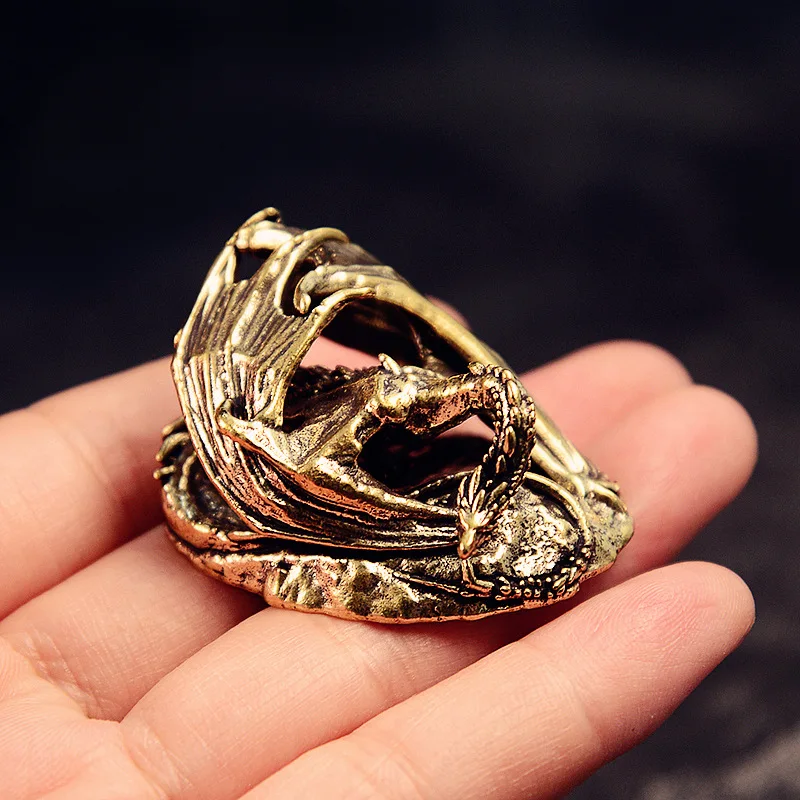 Ancient Pterosaur Brass Small Copperware Desk Ornament Antique Copper Tea Pet Creative Dinosaur Handheld Decoration