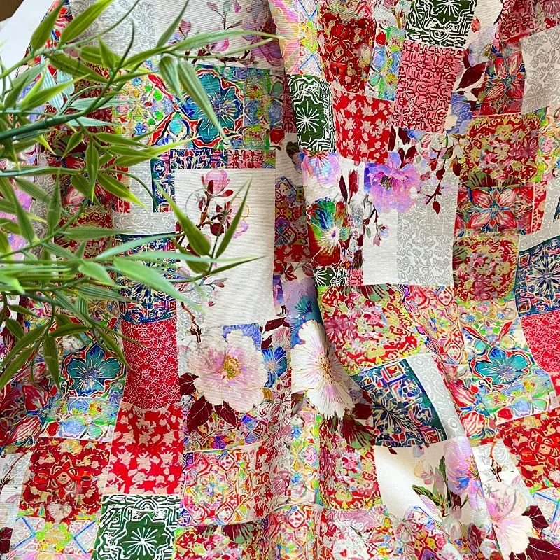 Patchwork Ethnic Fusion Jacquard Fabric By Meters New Chinese Digital Print Dress Skirts Blouse Clothing Textile Boho Decor Luxe