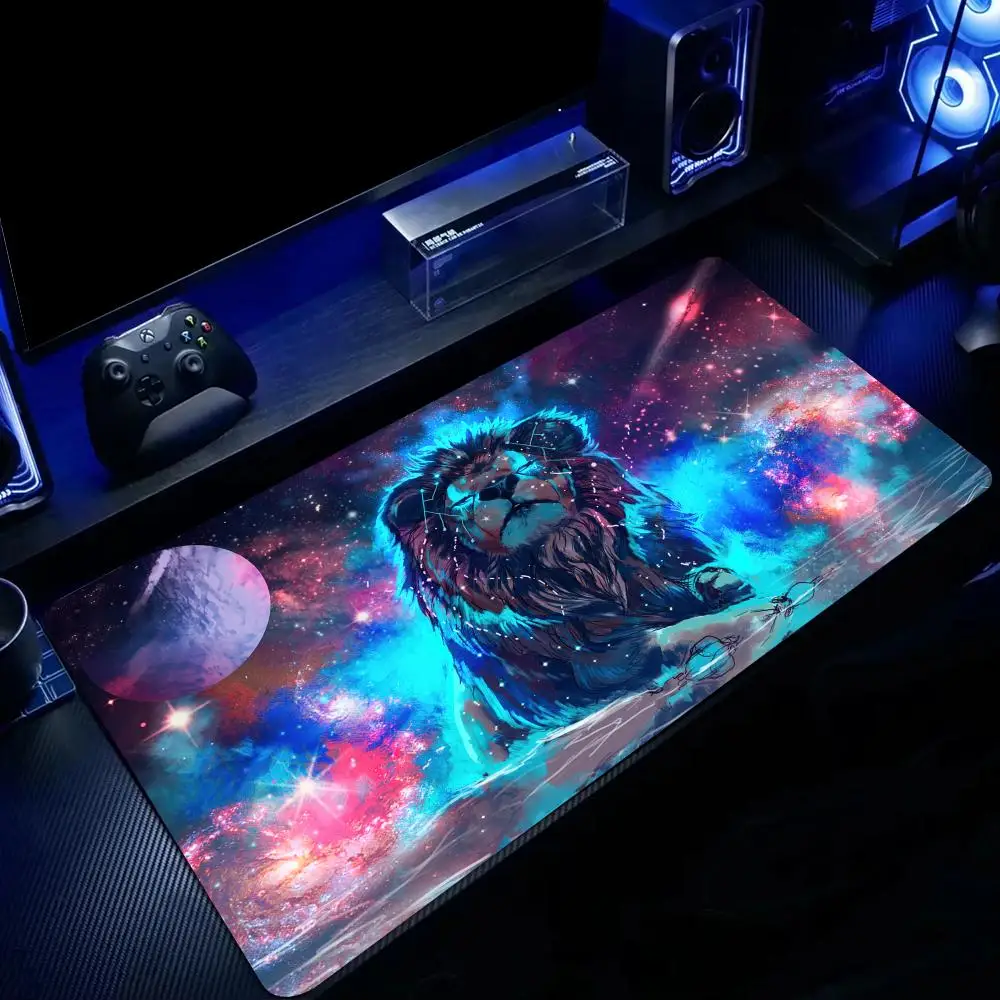 

Большой коврик для мыши с дизайном «Король фантазийный метеор и животных», настольный коврик, нескользящий офисный коврик с прошитыми краями, игровой коврик, коврики для компьютерной мыши