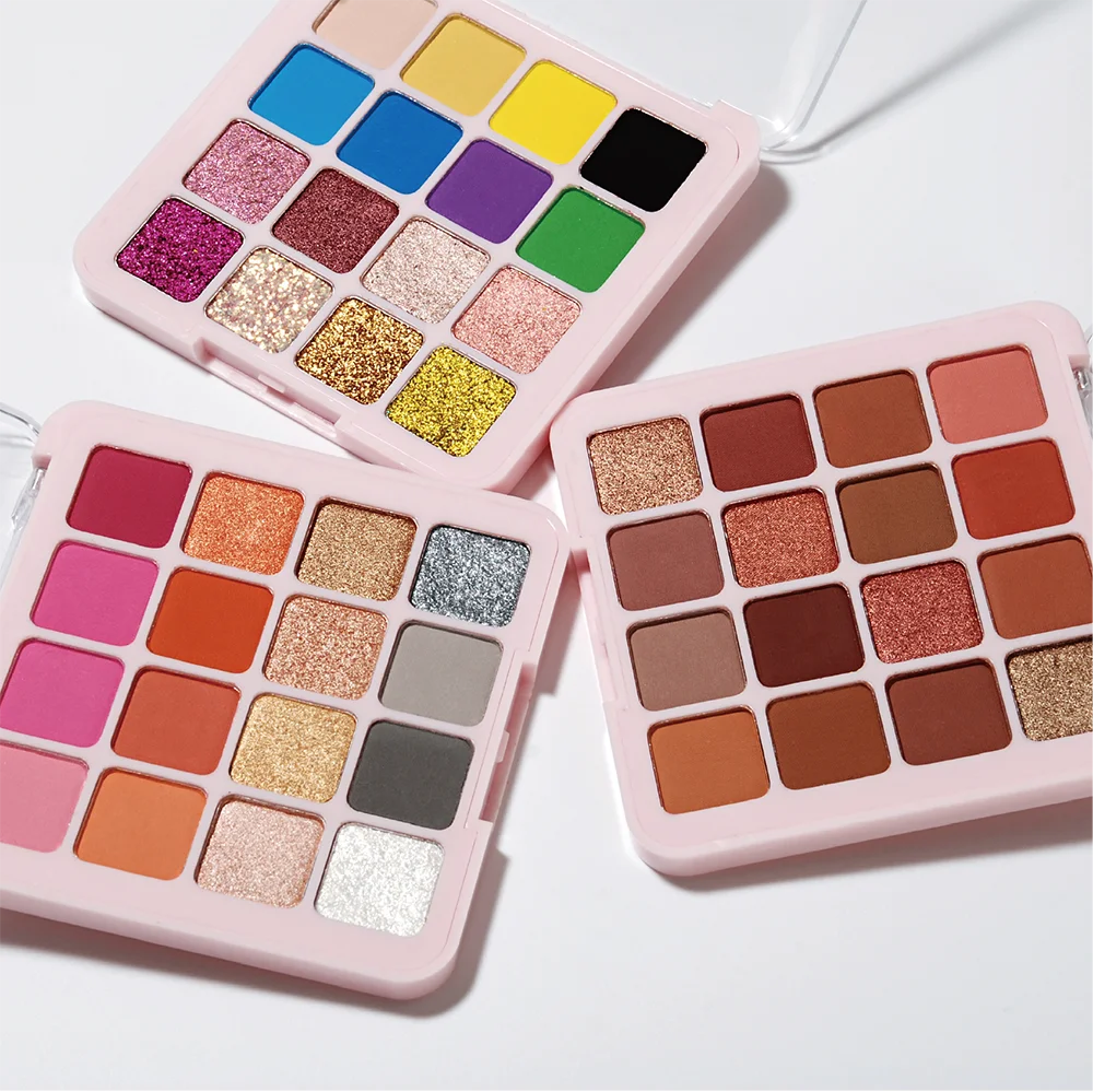 Eigen Label 16 Kleuren Oogschaduwpalet Aangepast Logo Mat Parelmoer Glitter Waterbestendig Oogschaduw Plastic Bakje Bulk Make-up