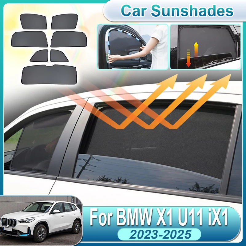 

Для BMW X1 U11 и iX1 2023 2024 2025: Сетчатые солнцезащитные шторки для лобового и заднего стекол, боковых окон, автомобильные аксессуары