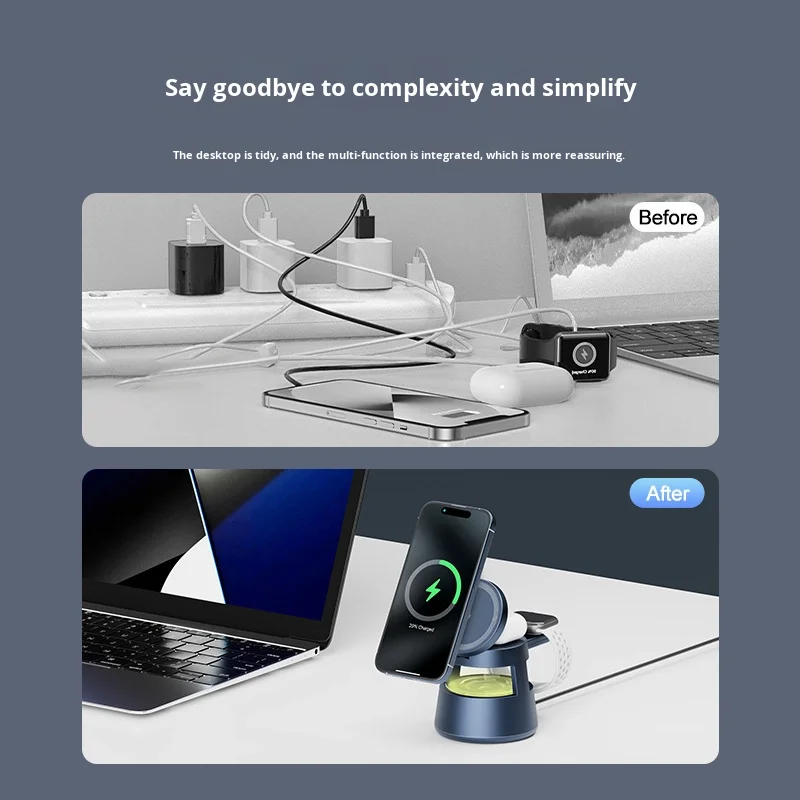 Magnetic Light Speaker Night Light Multifunction Charging Speaker 5 in 1 Wireless Charger Compatible for Apple Phones