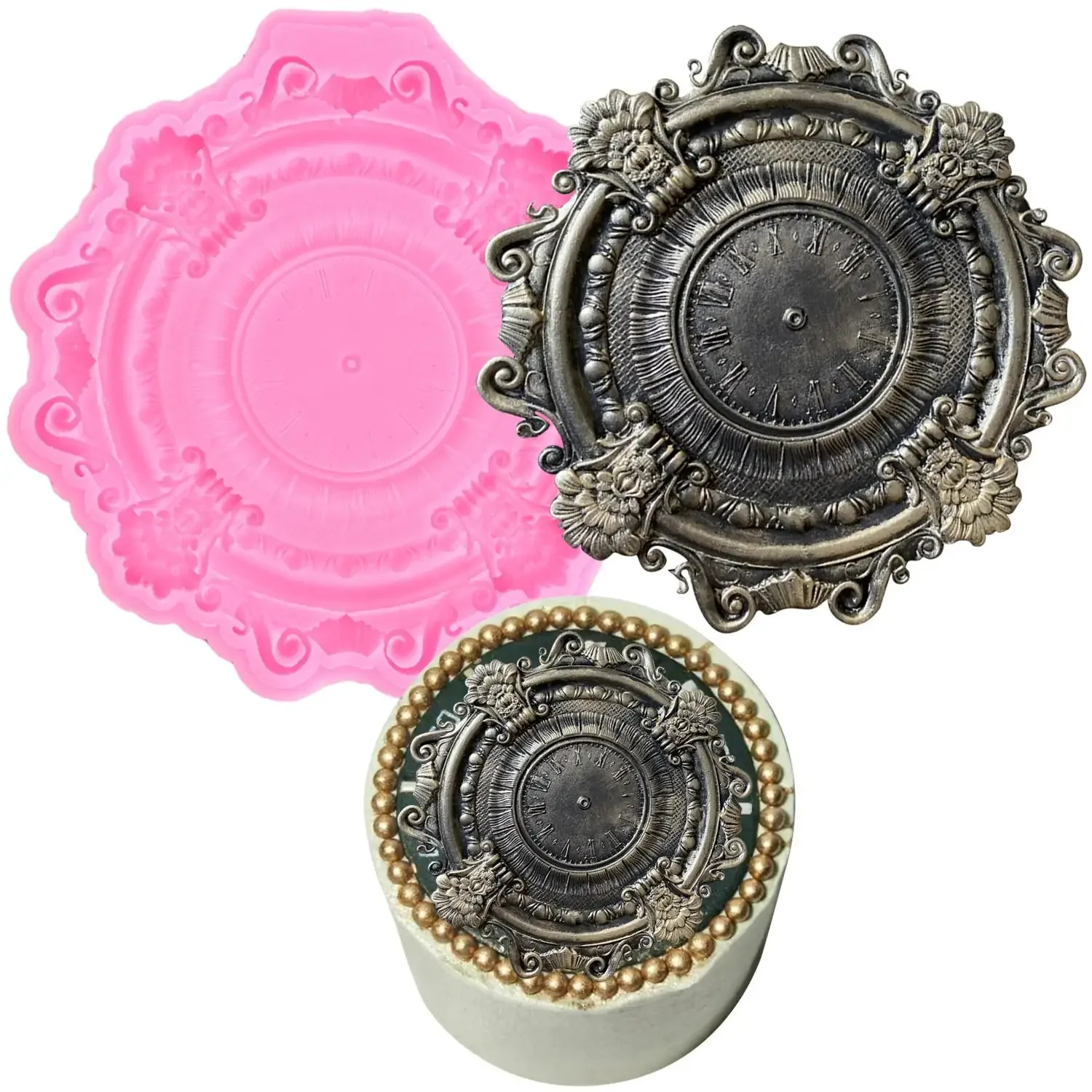 

Relief Clock Cake Border Silicone Molds DIY Cupcake Topper Fondant Cake Decorating Tools Candy Clay Chocolate Gumpaste Moulds