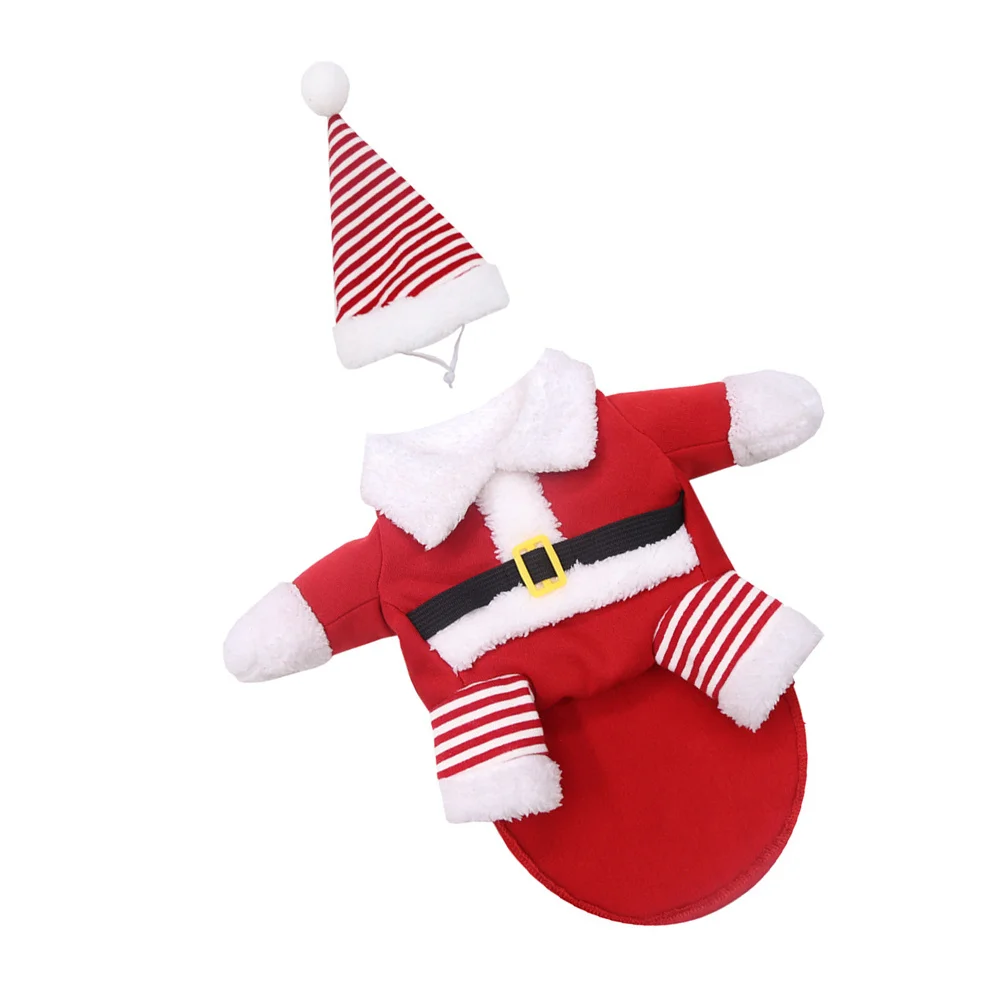

1Set Pet Xmas Clothes Polyester Material Xmas Party Dog Cosplay Costume Pet Clothing Hat Winter Festival Warm Outfit