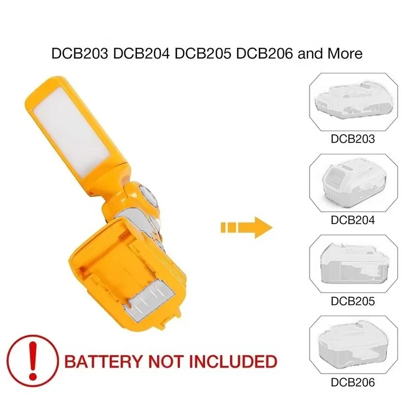 12W 14.4V-18V LED Lamp For DEWALT 18V 20V Lithium ion Battery DCB201 DCB200 Outdoor Spotlight Working Light Flashlight With USB