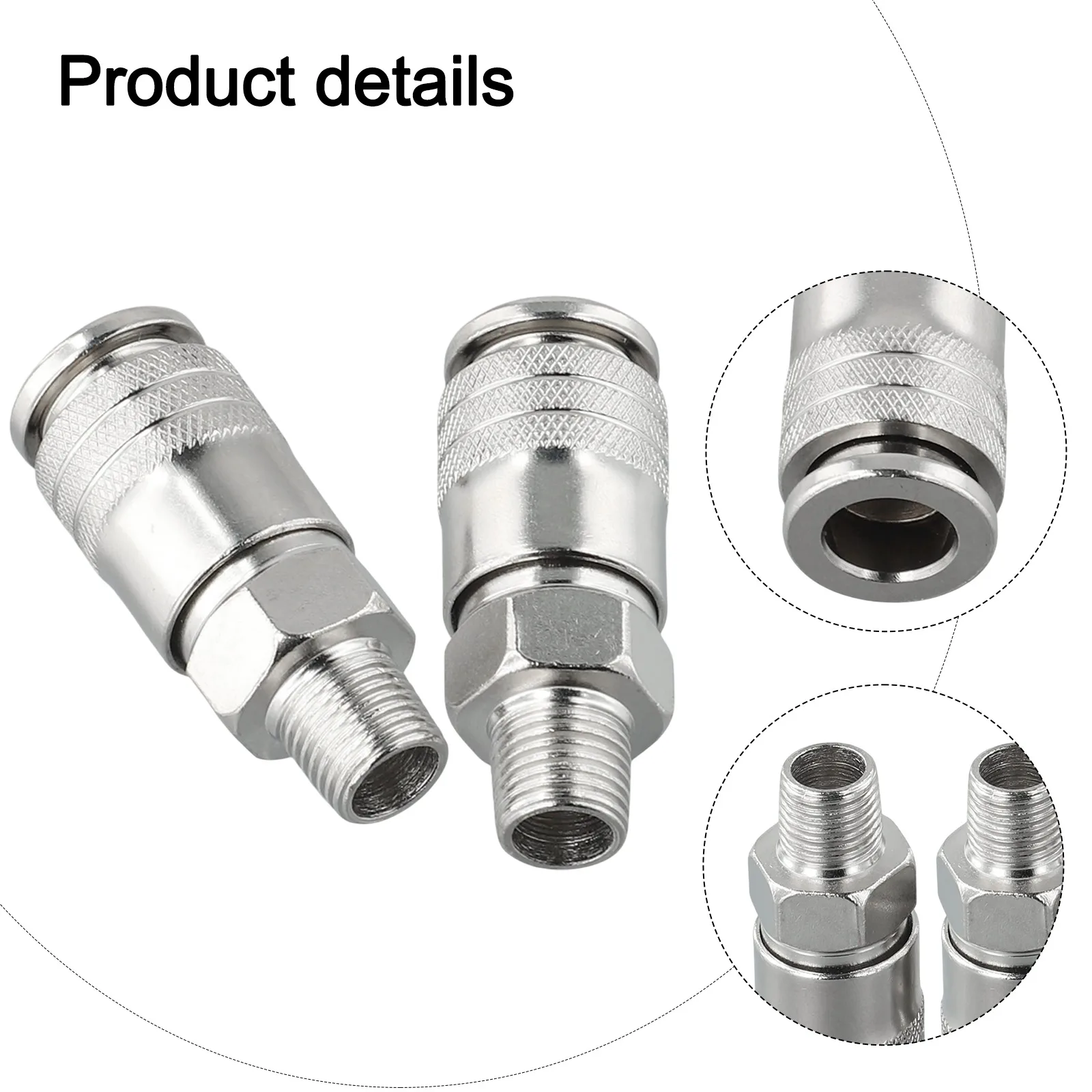 

Connector Pneumatic Fitting 2pcs 53mm Accessories Assembly EU Standard For Air Compressor G1/4 Male Thread Metal