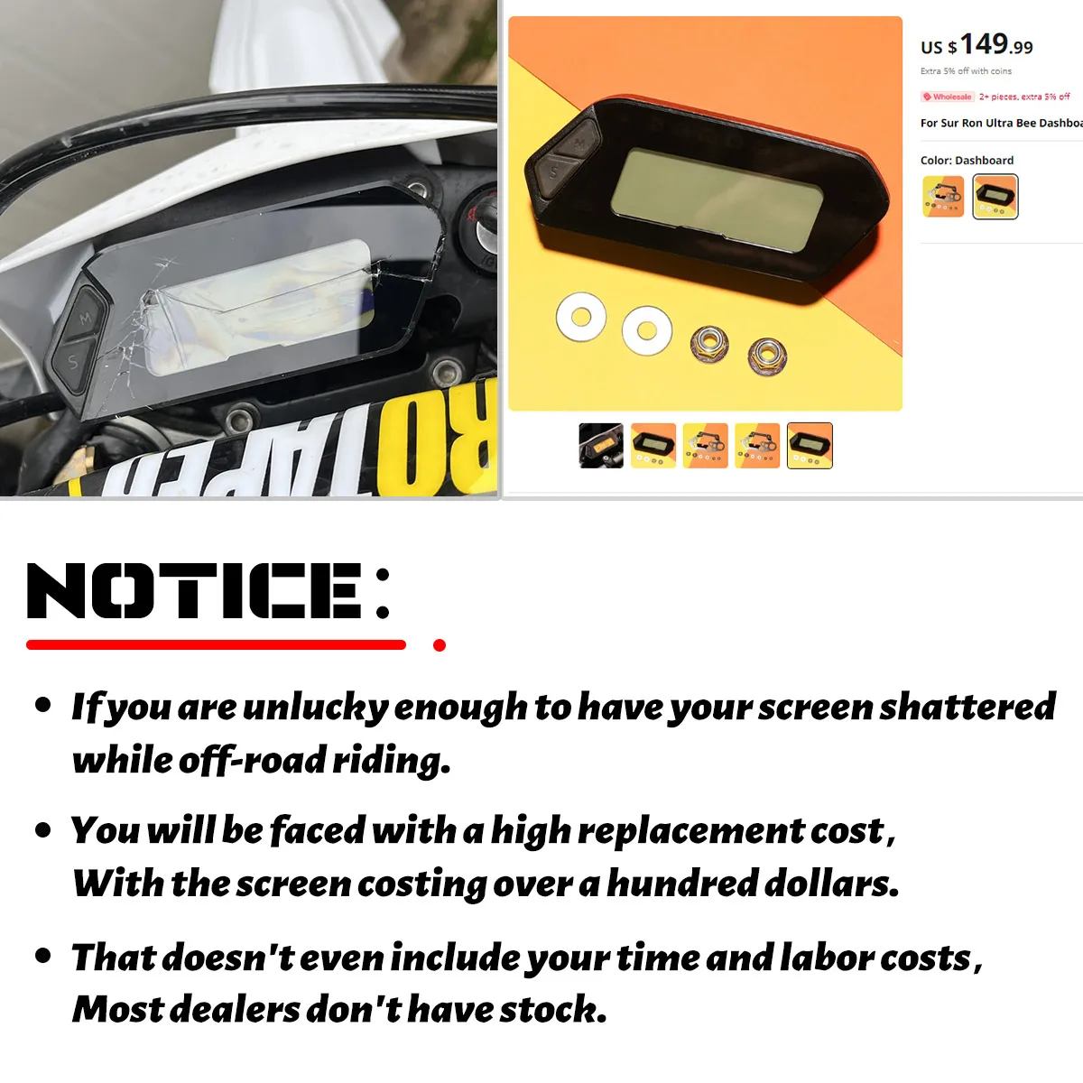 1x Motorcycles Screen Dashboard Display Guard Cover Black Protector Cover Modification Exterior Parts Tools For Surron Ultra Bee view 6