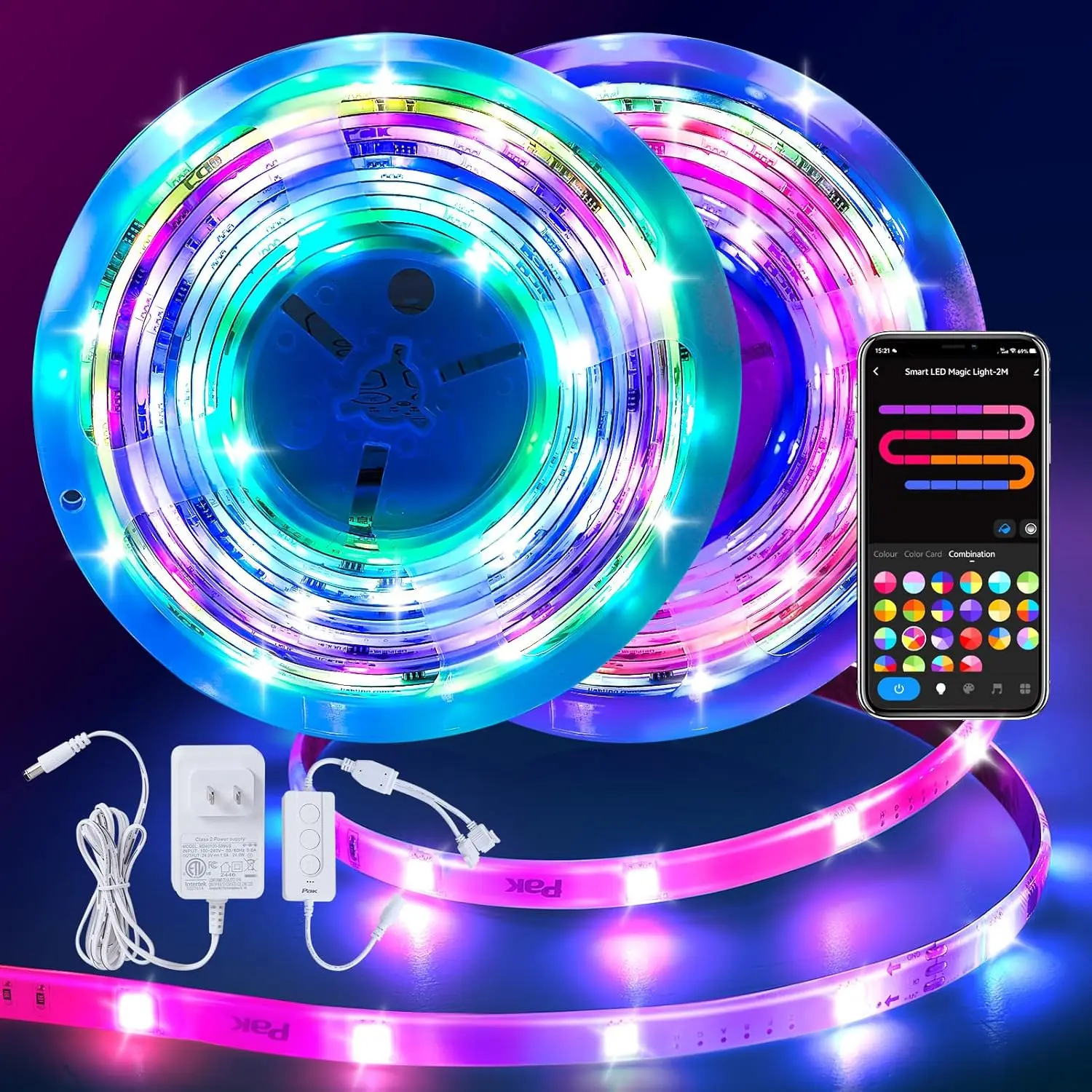 105ft Smart LED Strip Lights, RGBIC Color Changing with App, Remote & Voice Control, Music Sync for Home Decor