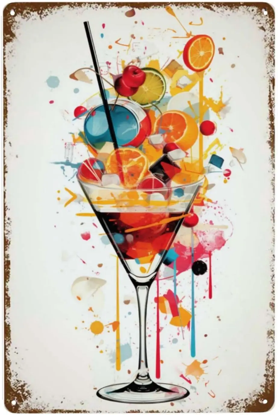 Vintage Colorful Mojitos Bar Decor Wall Art Decor Metal Tin Sign Poster Vintage Retro Poster Funny Party Game Room Decor metal S
