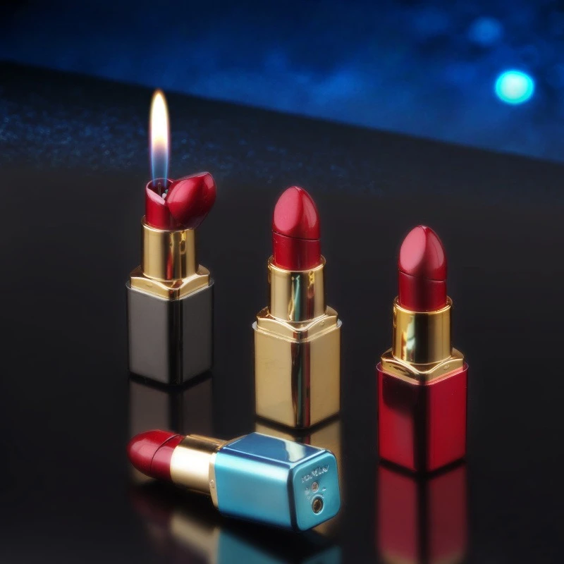 2026 Mini Lipstick Shaped Inflatable Lighter Portable Butane Torch Cute Lighter Smoking Accessories Fashionable Women's Gift