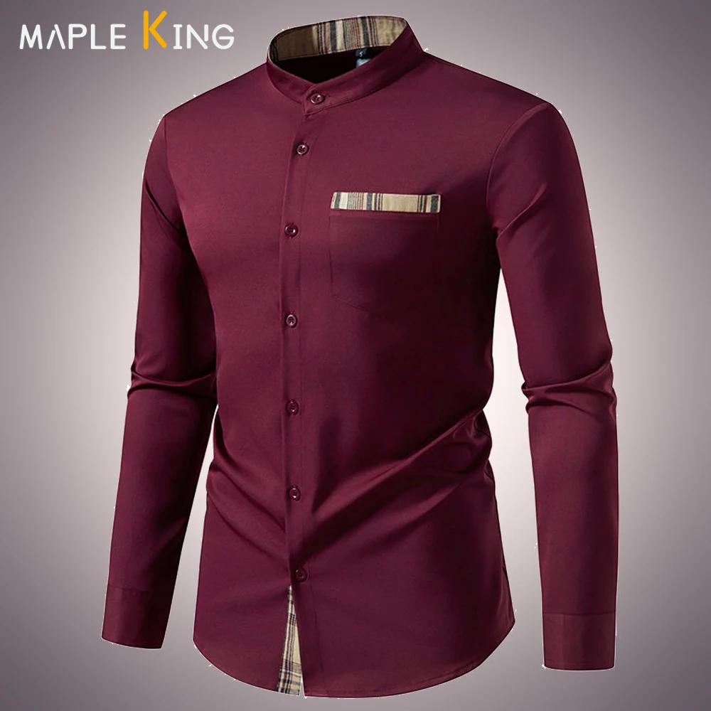 

Patchwork Plaid Designer Clothes Men Shirts 2025 Long Sleeve Business Camisa Social Masculina Luxo Mens Casual Button Up Shirt