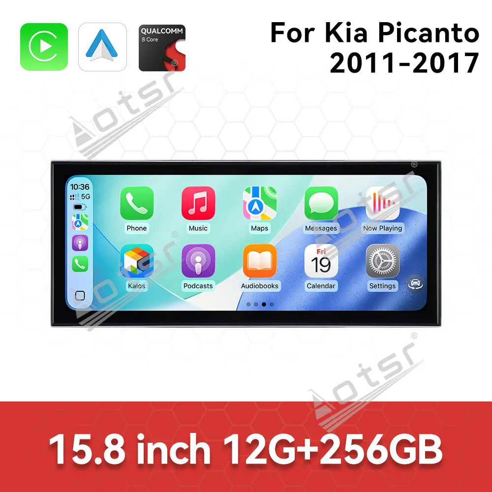 CarPlay 15.8'' Android 15 para Kia Picanto 2011-2017, Gadgets para Carro, Acessórios para Carro, Navegação, Tela HD, Reprodutor Multimídia