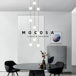 LED Round Light-emitting Droplight Simple Villa Chandelier Rotating Stairs Bright Ball Pendant Lights Lobby Nordic Hanging Lamps