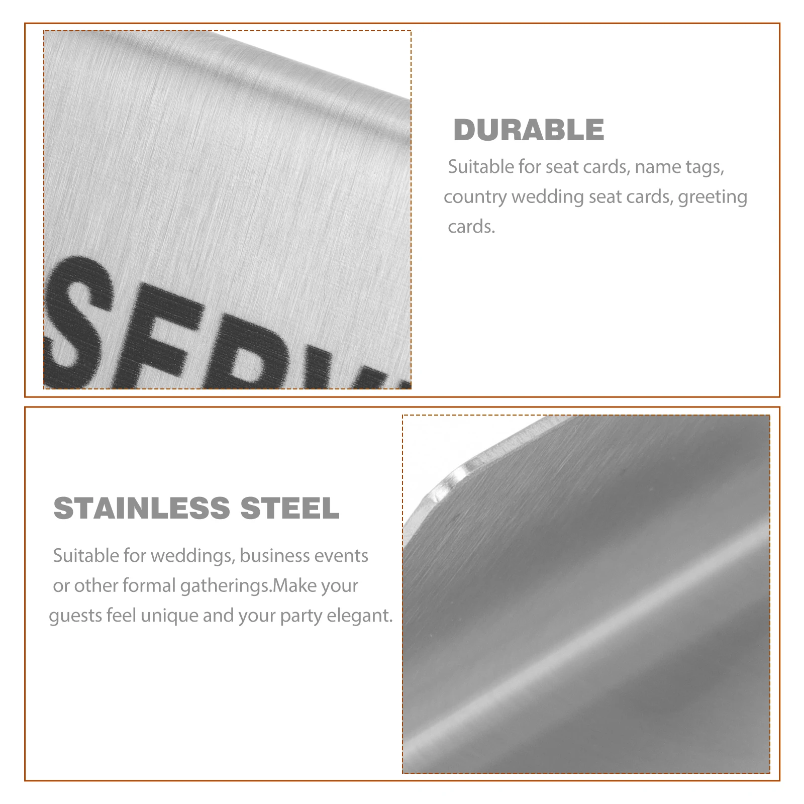 

1Pcs Stainless Steel Reserved Card Double Sided Wedding Party Banquet Restaurant Seat Sign Stainless Steel Reserved Card