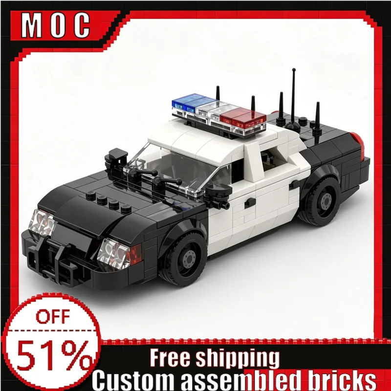 

395 Parts LAPD Police Interceptor Building Blocks Model Assembly Toys Educational DIY Police Car Model Collection Display Gifts