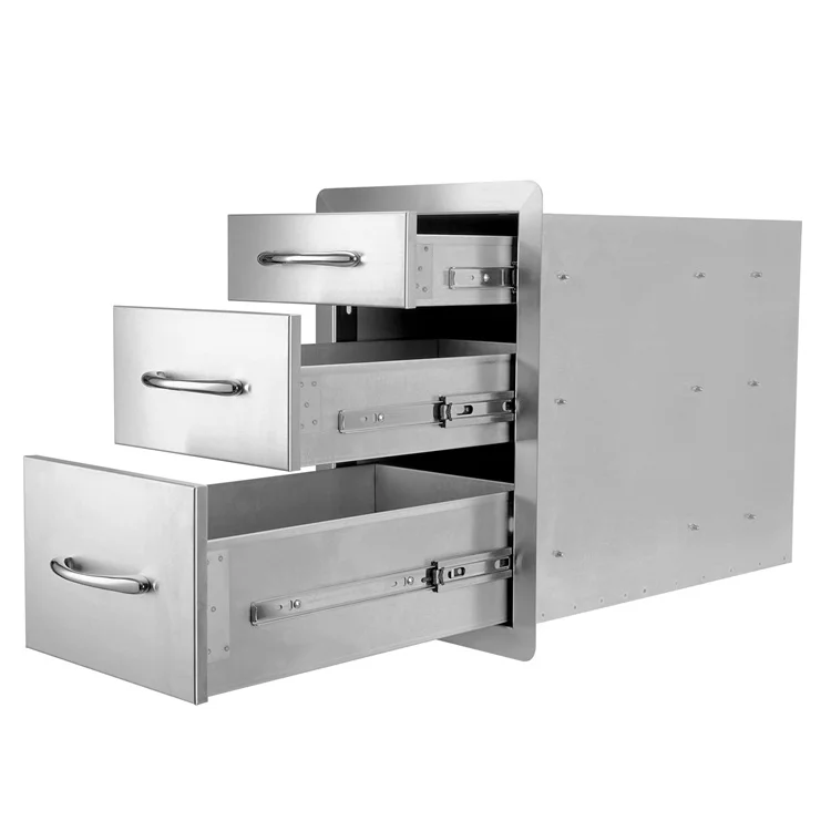 

Outdoor Kitchen Bbq Island Drawers Triple Stainless Steel Kitchen Drawer Cabinet