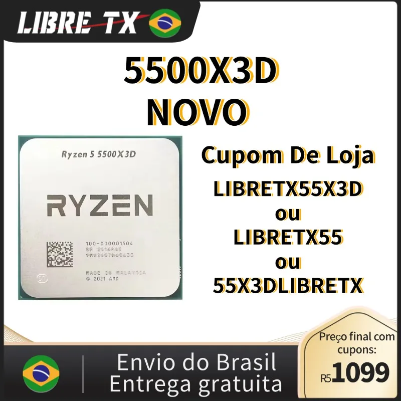 Processador AMD AM4 Ryzen 5 5500X3D novo 🇧🇷