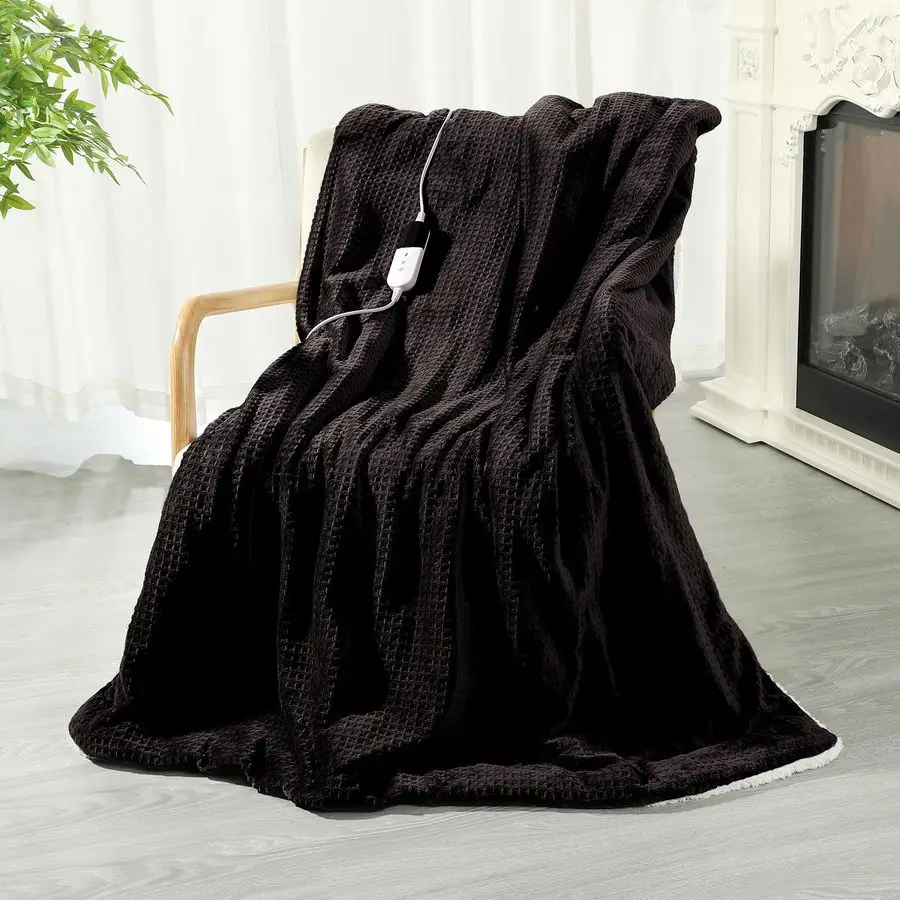 

Одеяло с подогревом, электрическое одеяло вафельного переплетения, быстрый нагрев, ЖК-контроллер, 6 настроек температуры, 4-часовое автоматическое отключение,