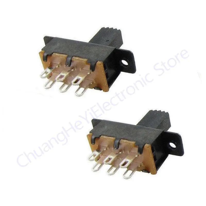 10Pcs Slide Switch 2 Position 6 Pins With Fixed Hole Handle High 7mm DPDT 2P2T SS22F25G7 SS22F25-G7 Toggle Switch 125VAC