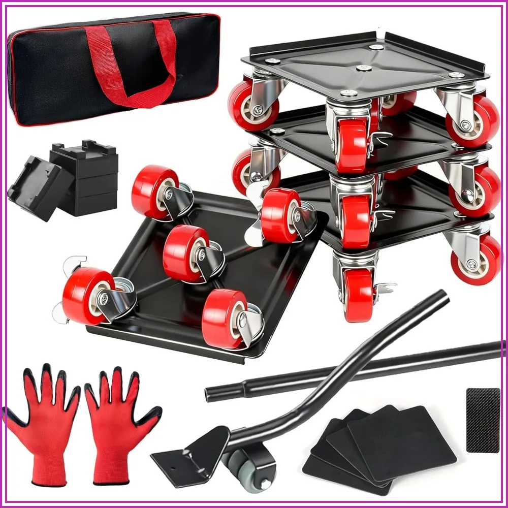 

Furniture Dolly Set 5 Wheels 360° Lockable Brakes 1400LBS Capacity Heavy Duty Mover for Home Office
