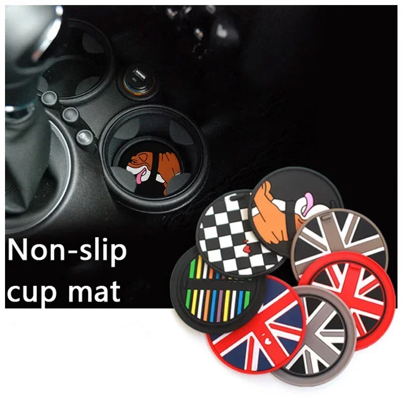 2PCS/SET For Mini Cooper 65mm 72mm 77mm Car Cup Cushion Cushion Storage Groove Coaster Auto Non-slip Mat Pad